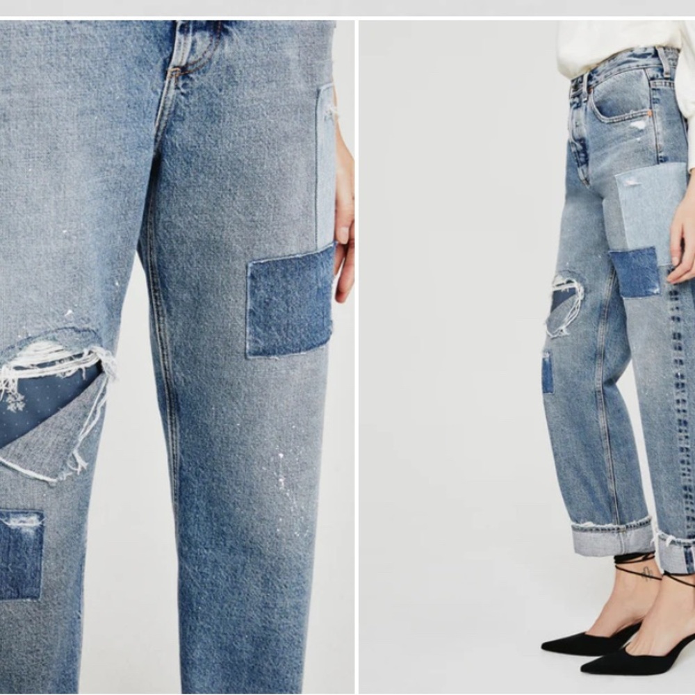 NWT AG Jeans Women’s Blue Distressed Vintage Relaxed Straight